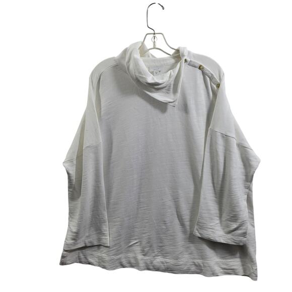 Purejill Tops - Pure Jill White Side Shoulder Button Split Collar Blouse Size 2X 121624-1003